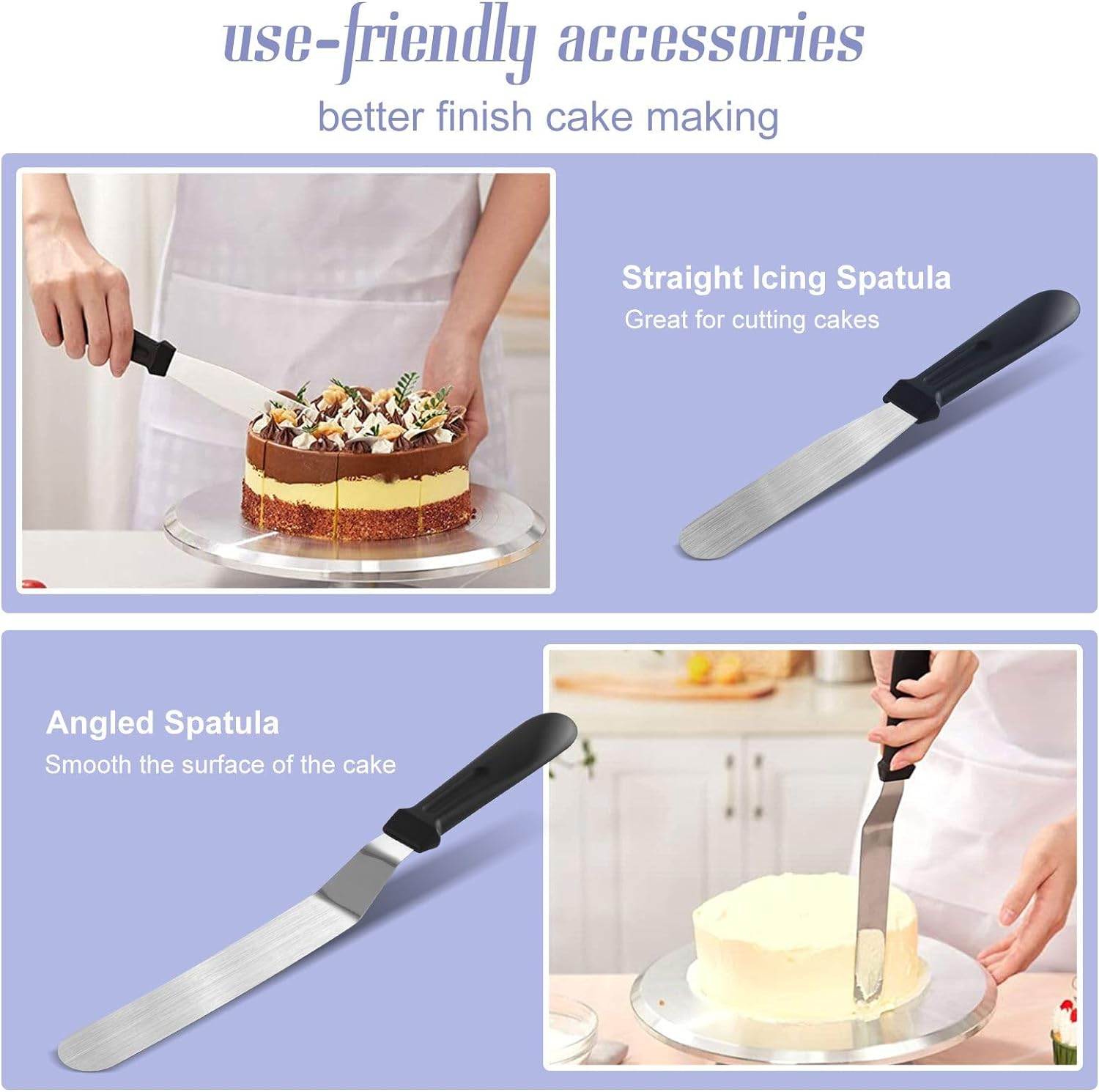 Maxkon Aluminium Alloy Revolving Cake Stand 30Cm Cake Turntable 35Pcs Decorating Supplies Kit Rotating Stand Baking Tools Aluminium Piping Tip Icing Spatula Pastry Bag Flower Nail