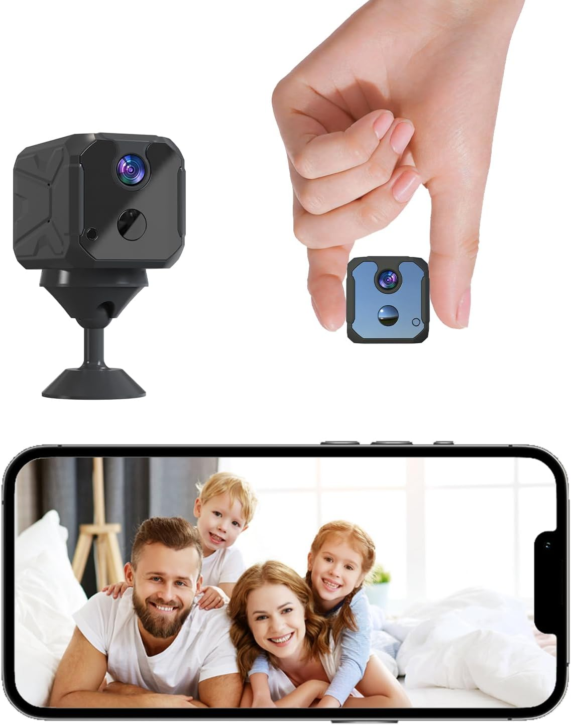 1440P HD Mini Wifi Security Camera &ndash; Indoor Wireless Rechargeable Pet/Home/Office Surveillance with Motion Detection, Night Vision, 100-Day Battery, Cloud/Sd Storage & App Control（Black） image number 5