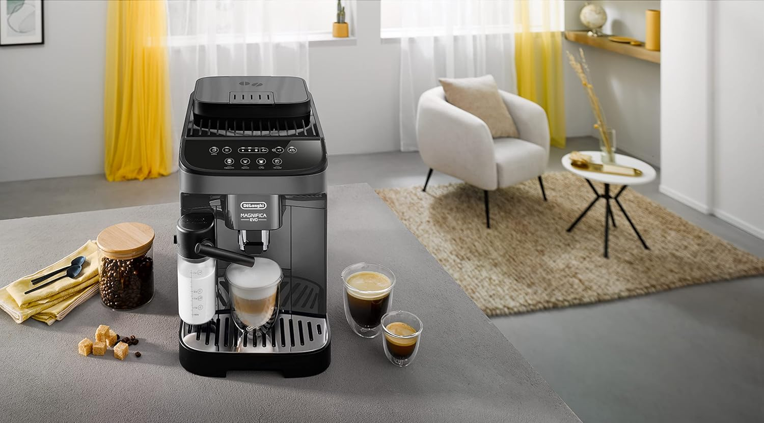 De'Longhi Magnifica Evo ECAM292.52.GB Superautomatic Coffee Maker with Milk Frother, Lattecreme System, Bean to Cup Coffee Machine and Cappuccino, 1450W, 4 Recipes, Black image number 3