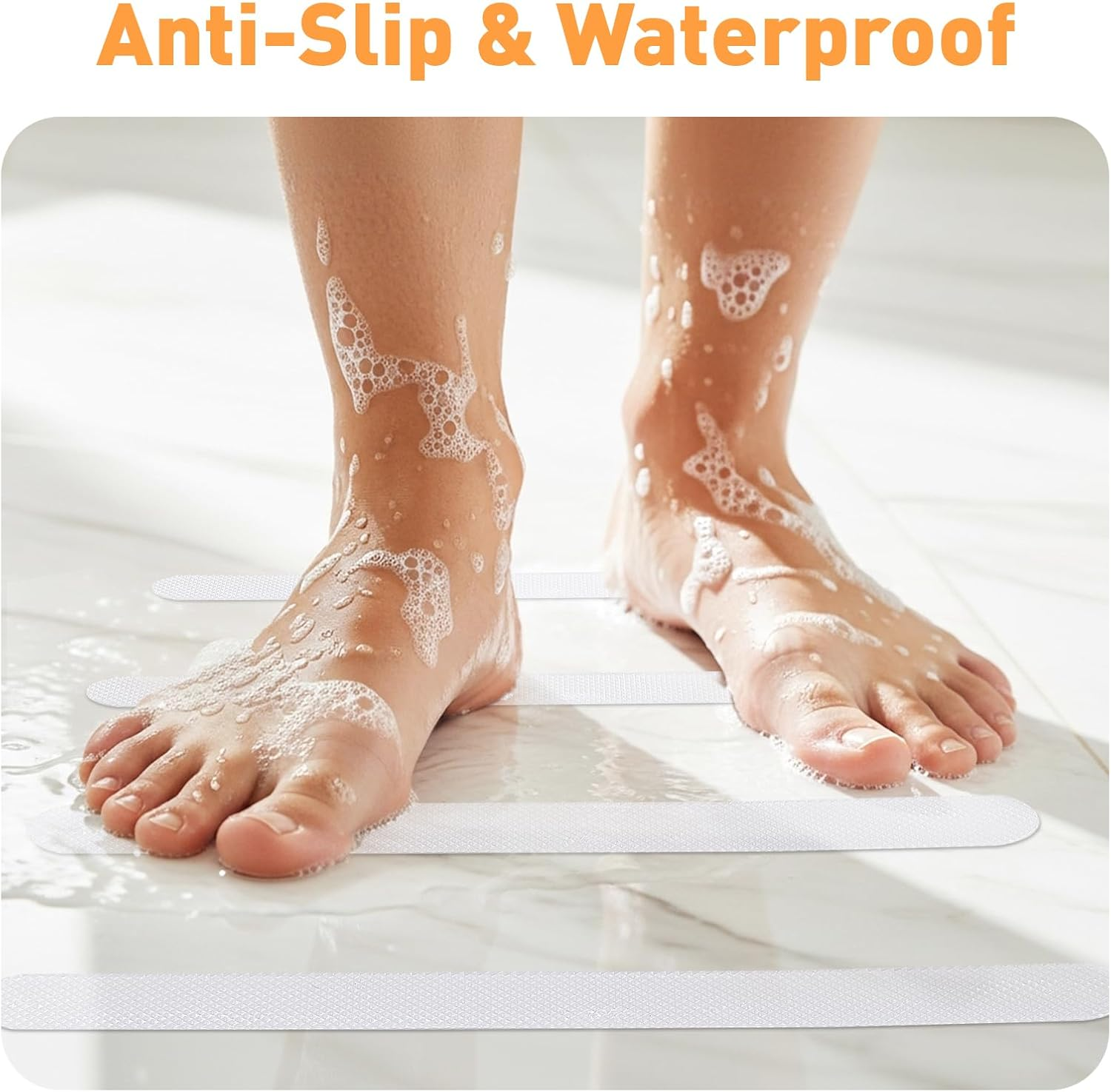 AGPTEK 36PCS Bathtub Non Slip Stickers, Anti-Slip Shower Strips with Strong Adhesive for Bath Tub Shower Bathroom Edge of Swimming Pool Stairs Ladders Boats, Clear image number 4