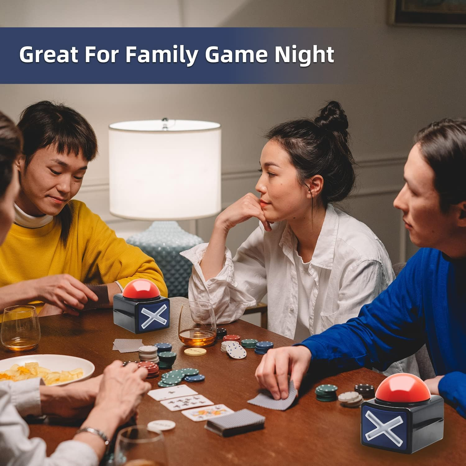 Pack of 4 Game Answer Buzzer Alarm Button Box with Sound Light Party Contest Prop Toy for Trivia Quiz Game image number 2