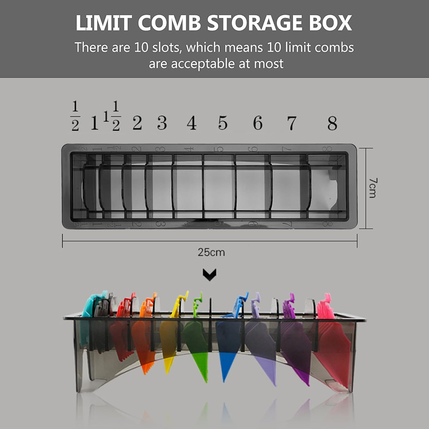 10 Grid Clipper Guard Holder Organizer, Holder for Clipper Guards, Clipper Case, Electric Hair Clipper Limit Comb Organizer Guide Comb Storage Case image number 3