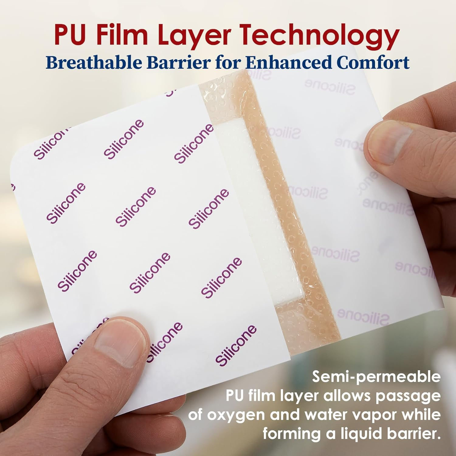 Medca Silicone Foam Dressing W/Adhesive Border 4"X4" (Pack of 10) Waterproof Silicone Bandages for Wounds, Highly-Absorbent Wound Dressing Bandage Care for Bed Sore Bandages, Pressure Sores, Ulcers image number 2