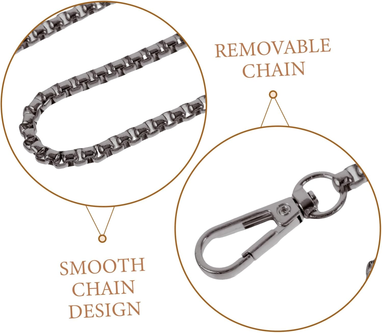 Removable Metal Purse Chain for DIY Handbag Replacement Shoulder Bag Strap Stylish Bag Decoration for Women Present Occasion - Silver image number 2