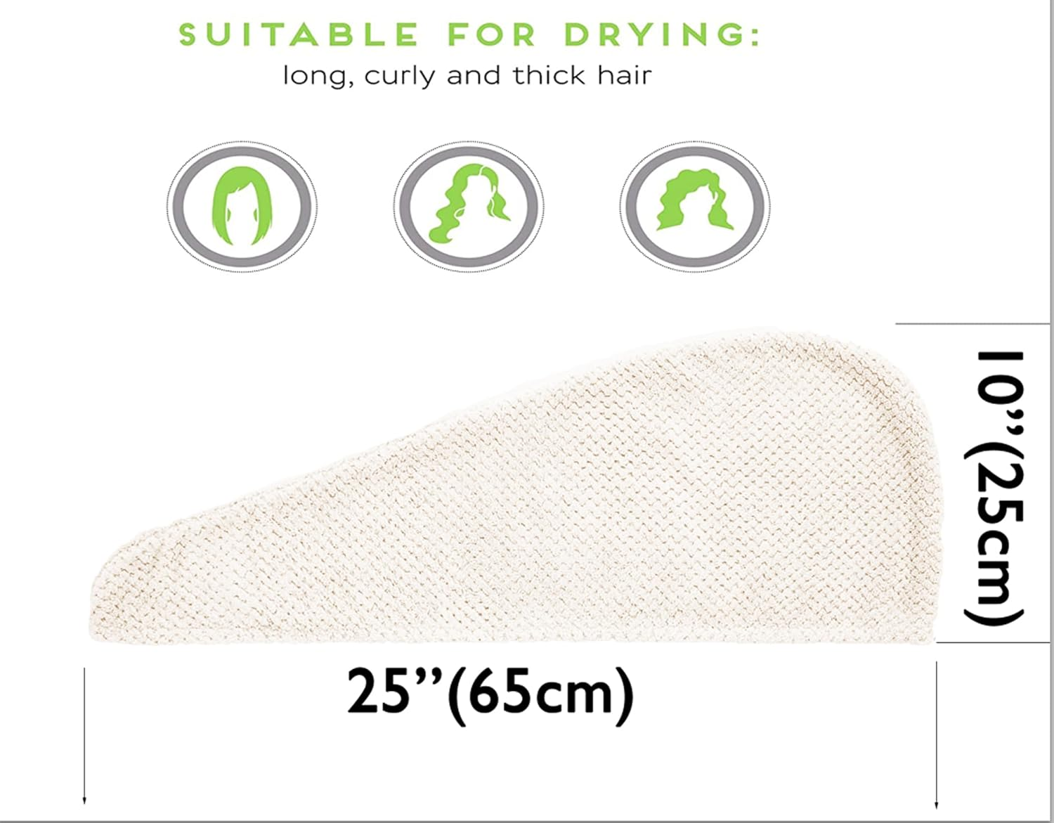 Hair Towels Wrap, Microfiber Super Absorbent Quick Drying Hair Turban, 10" X 26",3 Pack Beige - Light Blue image number 4