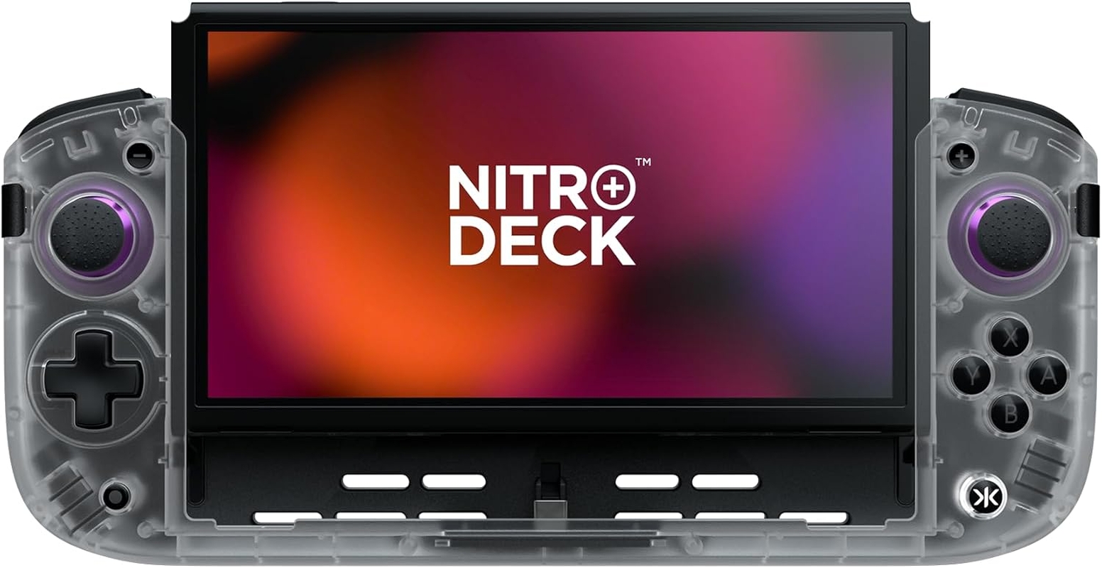 CRKD Nitro Deck+ Handheld Pro Controller for Nintendo Switch & OLED Model - TV Dockable - Programmable Sidekicks & Back Buttons - True Collection System (Clear White Edition)