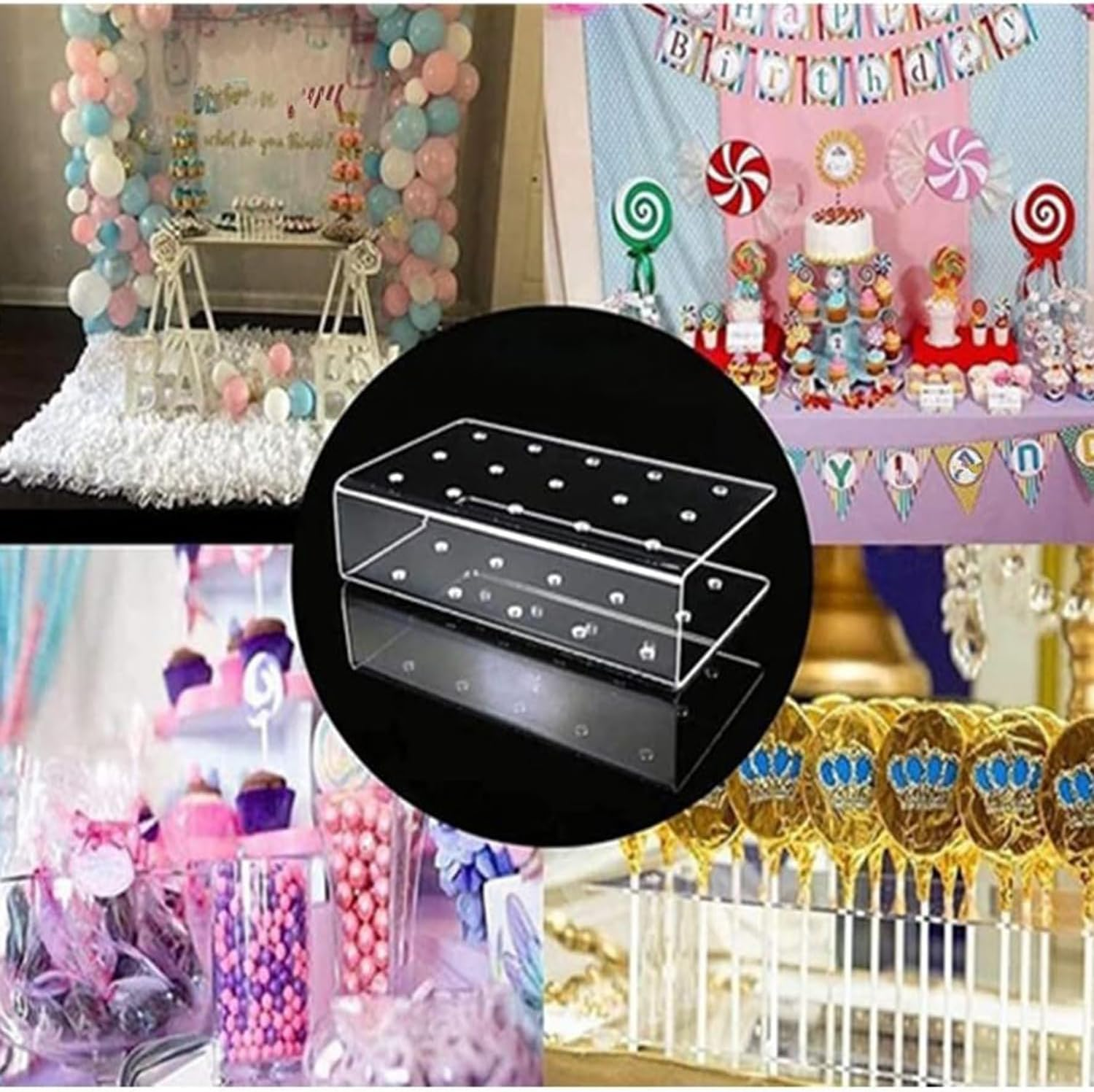 Lxcshljx 2Pcs Cake Pop Holder, 15 Hole Acrylic Transparent Lollipop Display Stand for Wedding, Birthday Party, Baby Showers, Halloween, Christmas Candy Decorative Making Tools image number 5