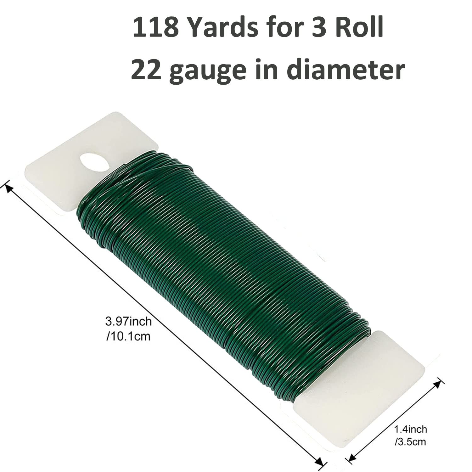 Green Floral Wire, 3 Pack 118 Yards 22 Gauge Flexible Paddle Wire for Christmas Wreaths, Trees, Garlands and Floral Arrangements image number 3
