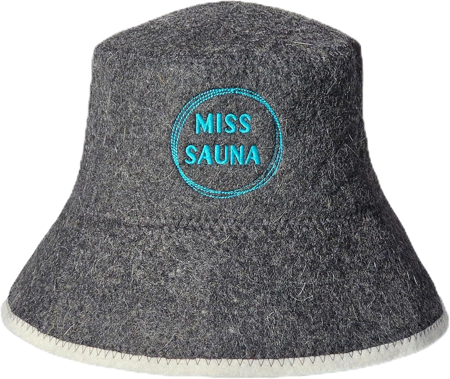 PRINZEPS Sauna Hat Women'S Perfect Sauna Hat Made of 100% Wool Felt - Felt Hat Women with Exclusive Miss Sauna Embroidery - Ideal Sauna Headgear Sauna Hat - Gifts for Sauna Goers, Gray image number 2