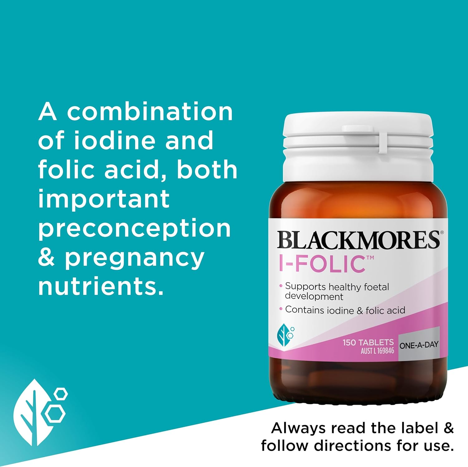 Blackmores I-Folic | Combination of Iodine & Folic Acid |Important Preconception & Pregnancy Nutrients| 150 Tablets image number 4