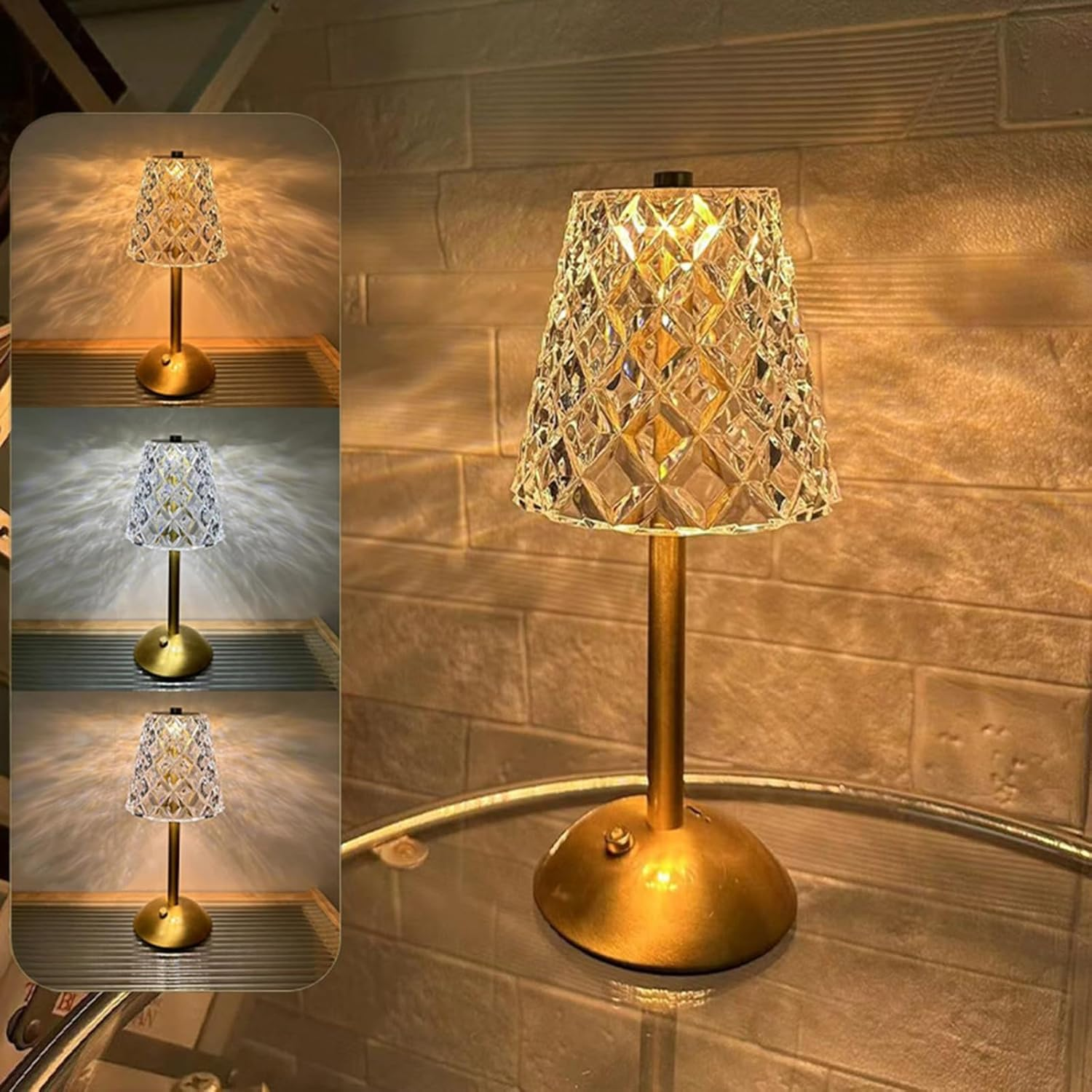 Cordless Table Lamps for Home, Table, Dining Room, LED Rechargeable Battery Operated Lamp, 3 Color Temperatures & 3 Brightness Levels, Small Portable Touch Bedside Light, Home Decor Gifts (Lingge) image number 4