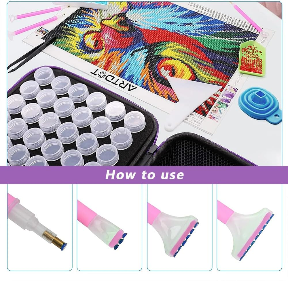 60 Grids Diamond Painting Storage Case with Tools &ndash; EVA Bead Organizer Box with Containers &ndash; Portable Kit for Rhinestones, Glitter, Crafts, Jewelry, Seeds, Makeup &ndash; 30 X 20 X 7.5 CM image number 3