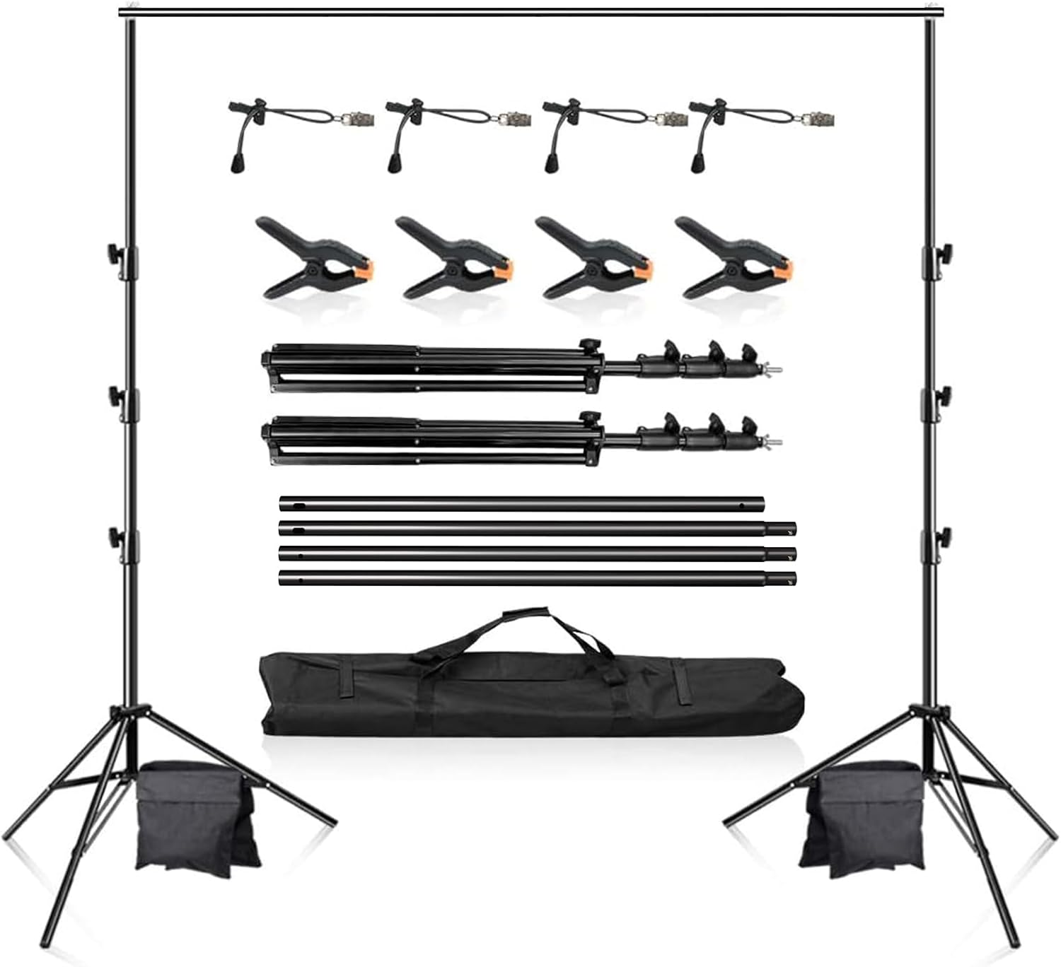 MSKIRA Photo Backdrop Background Stand 3.13MX3M Support Stand, Adjustable Heavy Duty Photography Tall Background Telescopic Support System Kit with Carry Bag