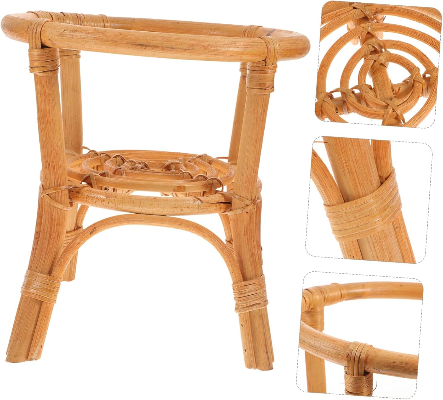 VINTORKY Rattan Flower Stand for Desktop Gardening Pot Holder Natural Material for Balcony Plant Pot Displaying Shelf image number 6