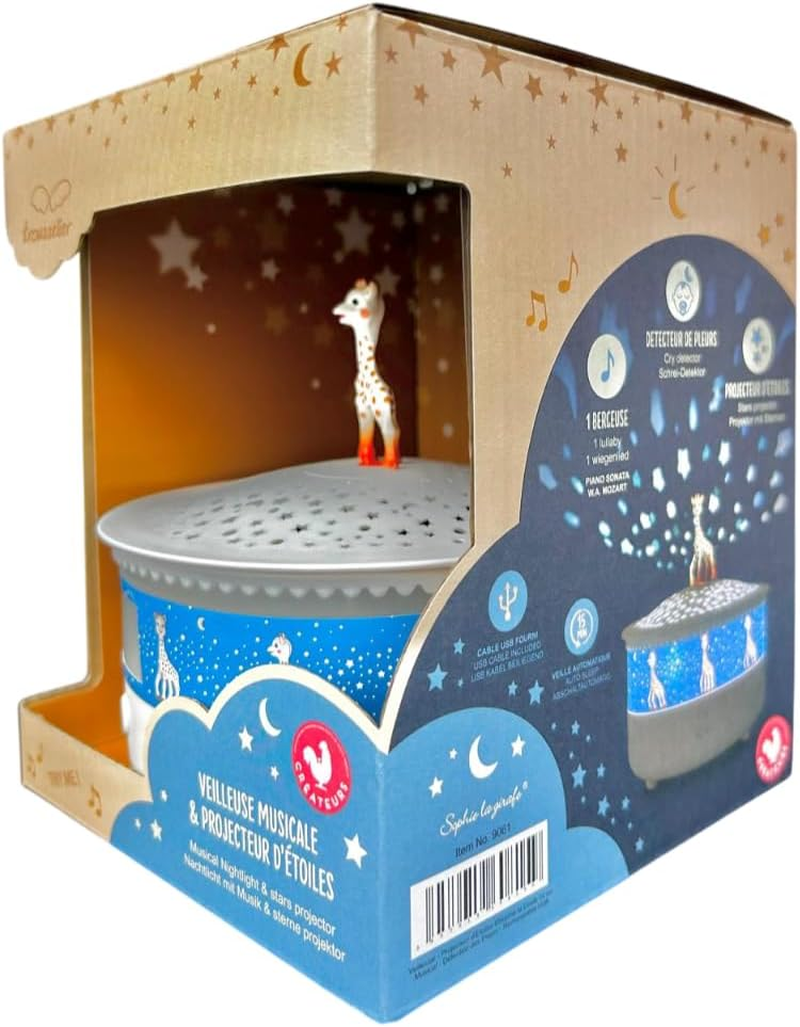 Trousselier 6260815 Sophie the Giraffe Starry Sky Night Light with Music, Night Light with Schrip, Starlight, Sleep Aid, Music Box for Children image number 1