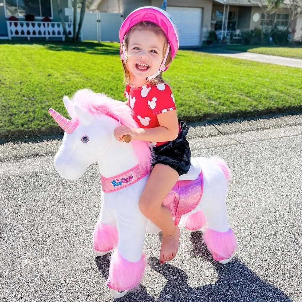 Ponycycle Official Classic U Series Ride on Horse Toy Plush Walking Animal Pink Unicorn U4 for Age 4-9 U402