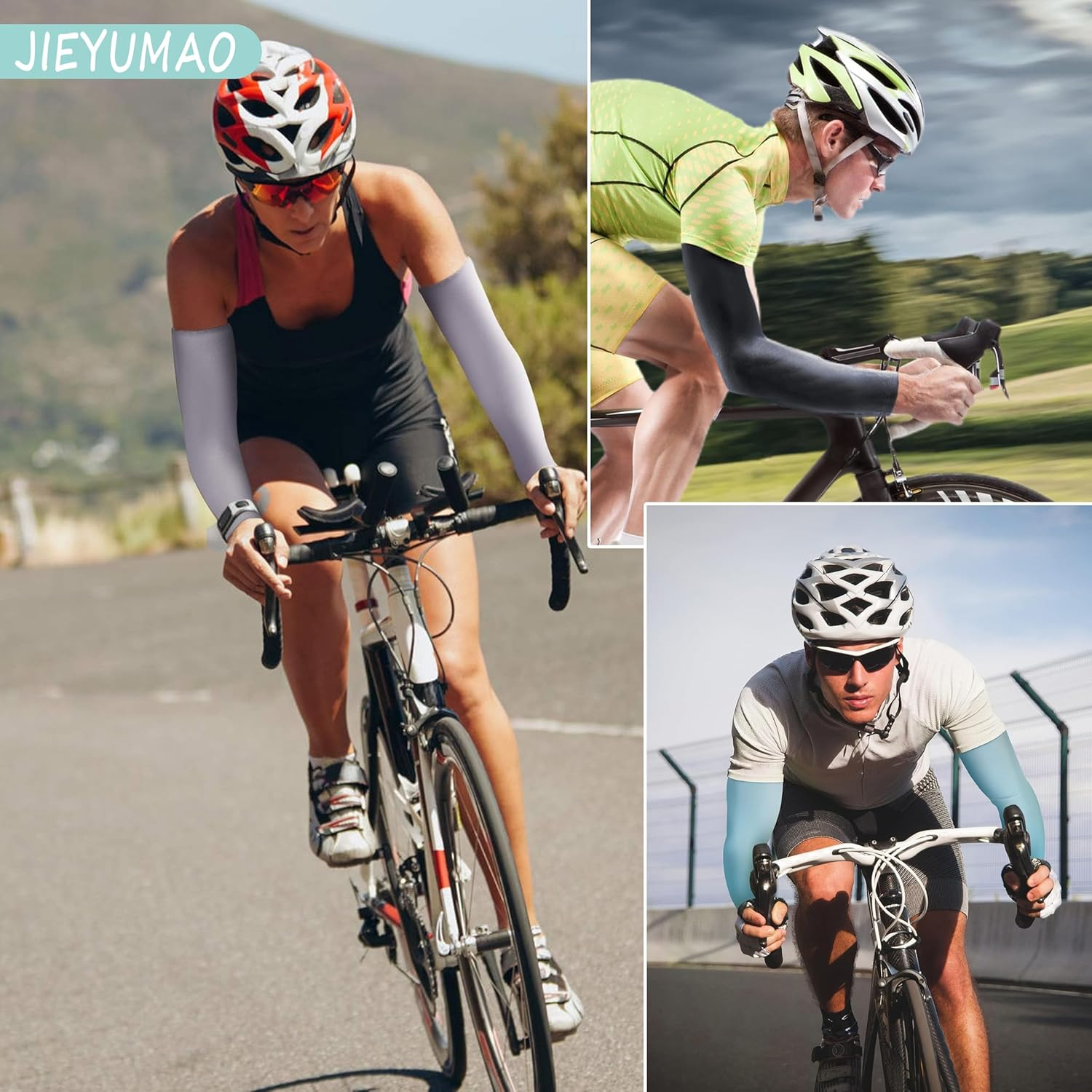 JIEYUMAO Cooling Arm Sleeves, 8 Pairs UV Protection Cooling Arm Sleeves, 8 Styles UV Protection Arm Warmers for Women Men, Sun Protection Compression Arm Sleeves for Cycling Fishing image number 3