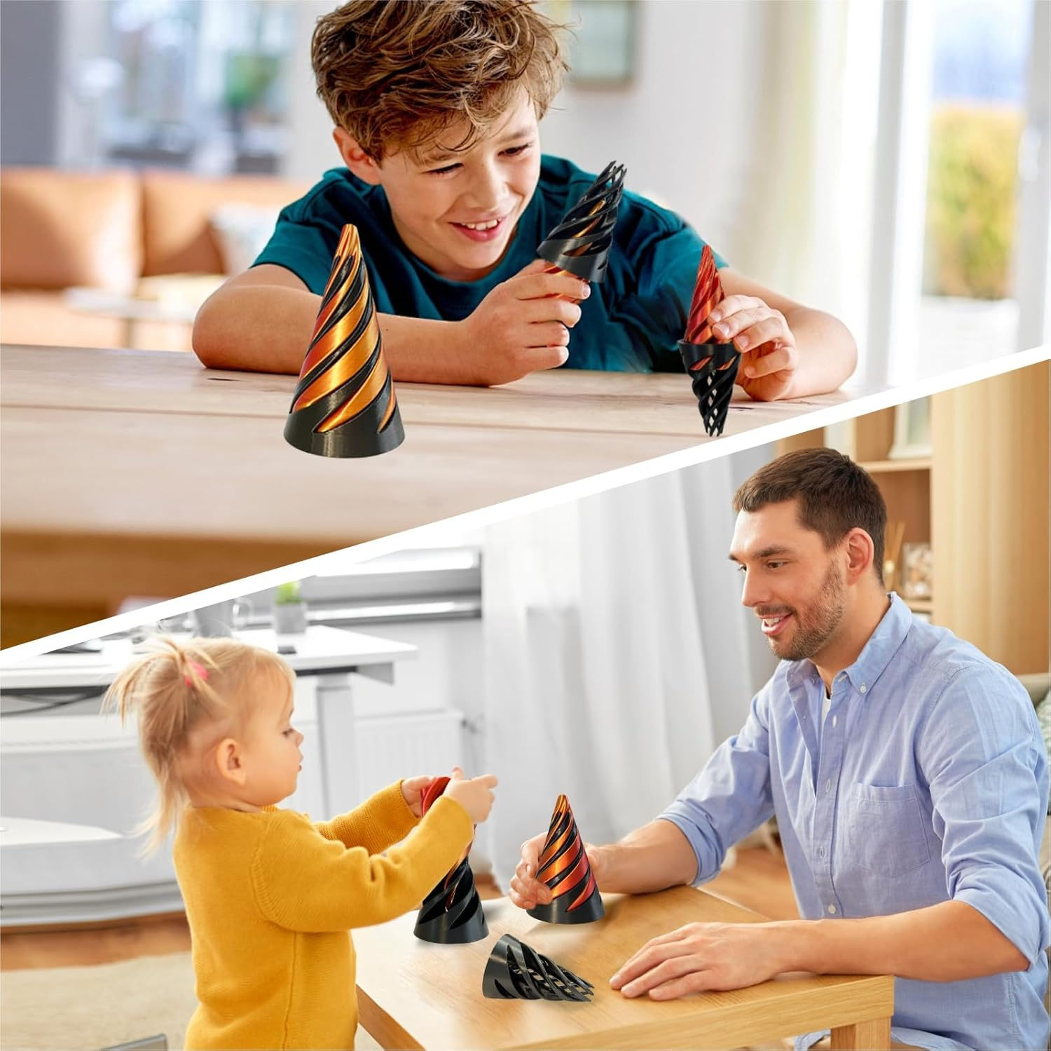 Impossible Cone-3D Printed Spiral Cone Fidget Toy, Helix Nut Spiral Cone Fidget Toy, 4Inch Impossible Pyramid Passthrough Sculpture Pass through Pyramid for Home Office Desk Stress Relief image number 2