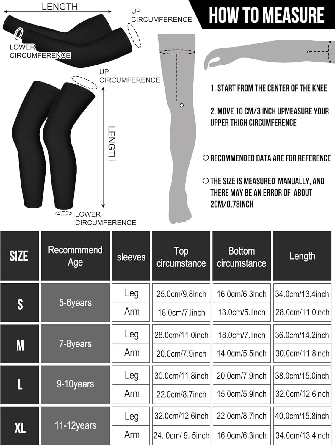 8 Pairs Kids Arm Sleeves and Basketball Leg Sleeves Set Non Slip Long Compression Leg Sleeves for Boys Girls Youth image number 3