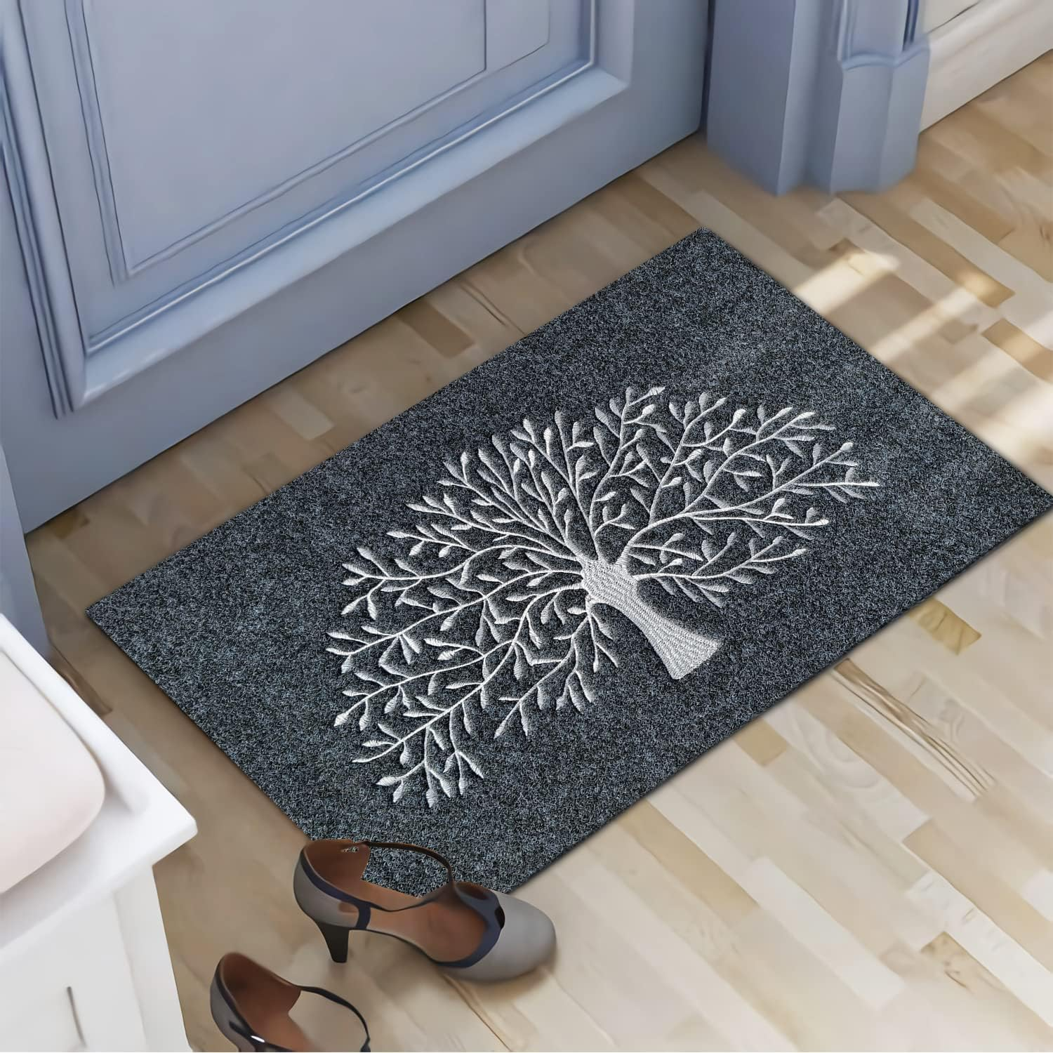 AAZZKANG Door Mats Outdoor Non Slip Front Door Mat Super Absorb Mud Easy to Clean Tree of Life Doormat for Entrance Indoor Patio Porch Grey image number 6