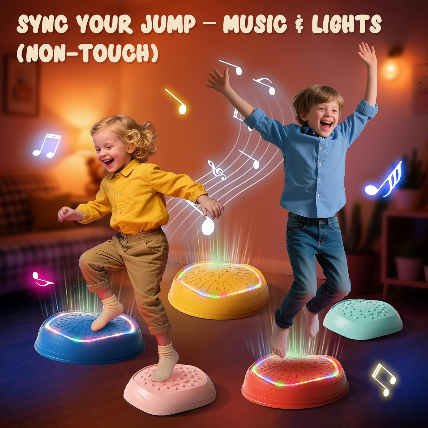 Lehoo Castle Stepping Stones for Kids, Light-Up Stepping Stones, Sensory Toys Balance Board, Indoor & Outdoor Balance Step Stone up to 200Lbs Obstacle Course, Toddler Toys for Ages 2-5