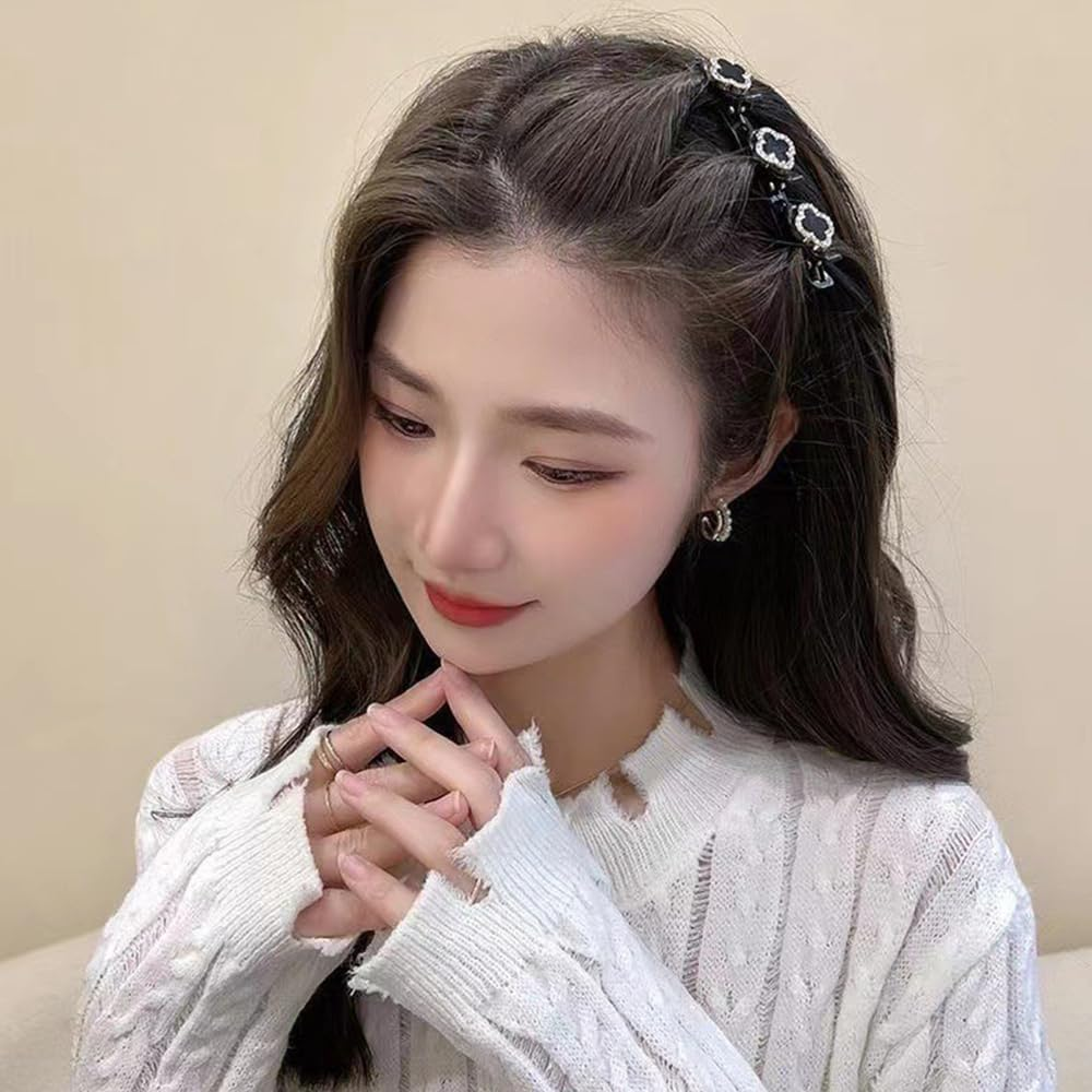 TSUOUKL 5-Piece Set of Women'S Hair Clips, Crystal Hair Clips, Women'S Double Layer Hair Clips with 3 Small Clips for Women and Girls, Daily, Party, Wedding image number 5