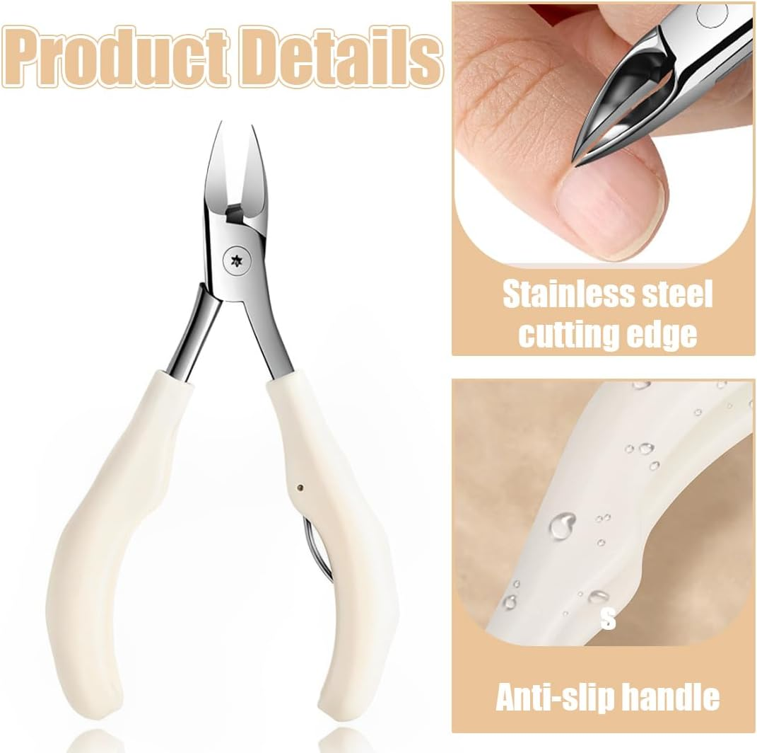 Precision Nail Scissors, Nail Scissors, Toenails, Non-Slip Nail Clippers for Strong Toenails and Fingernails, White image number 1
