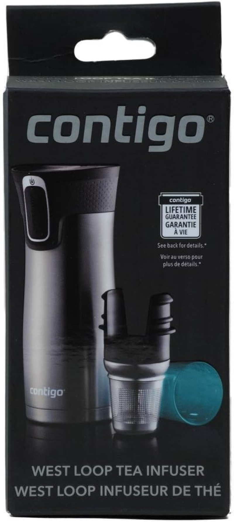 Contigo 507500 Tea Infuser Stainless Steel - Removable Infuser Designed to Fit AUTOSEAL West Loop Travel Mugs, Stainless Steel Basket, Secure Mug Clip, and Drip Cup - Silver/Black image number 1