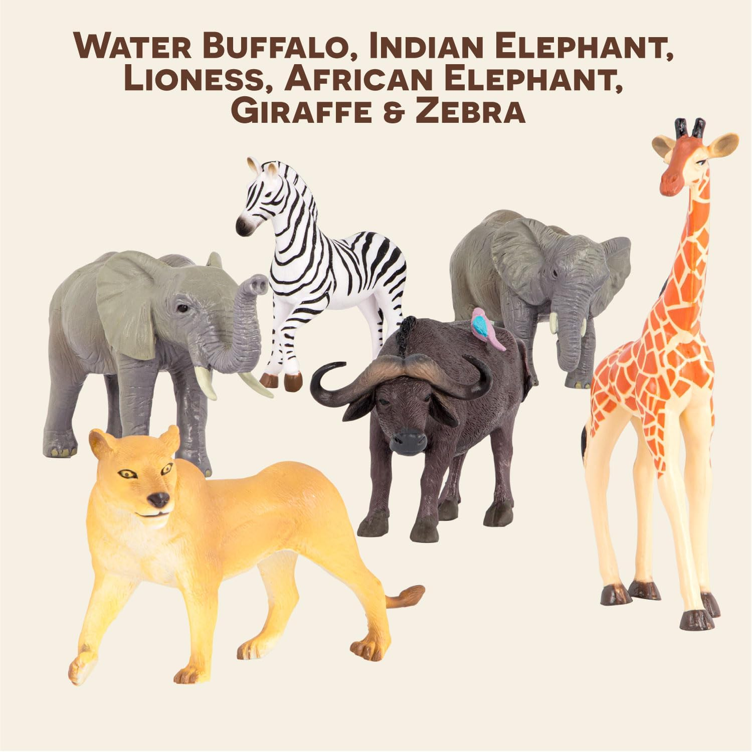 Terra by Battat &ndash; 6 Pieces Wild Animal Figurines Set &ndash; Realistic Elephant, Lion, Zebra, Giraffe, Water Buffalo Toy Animals for Toddlers and Kids &ndash; Collectible Safari Animal Toys for 3+ Years image number 3
