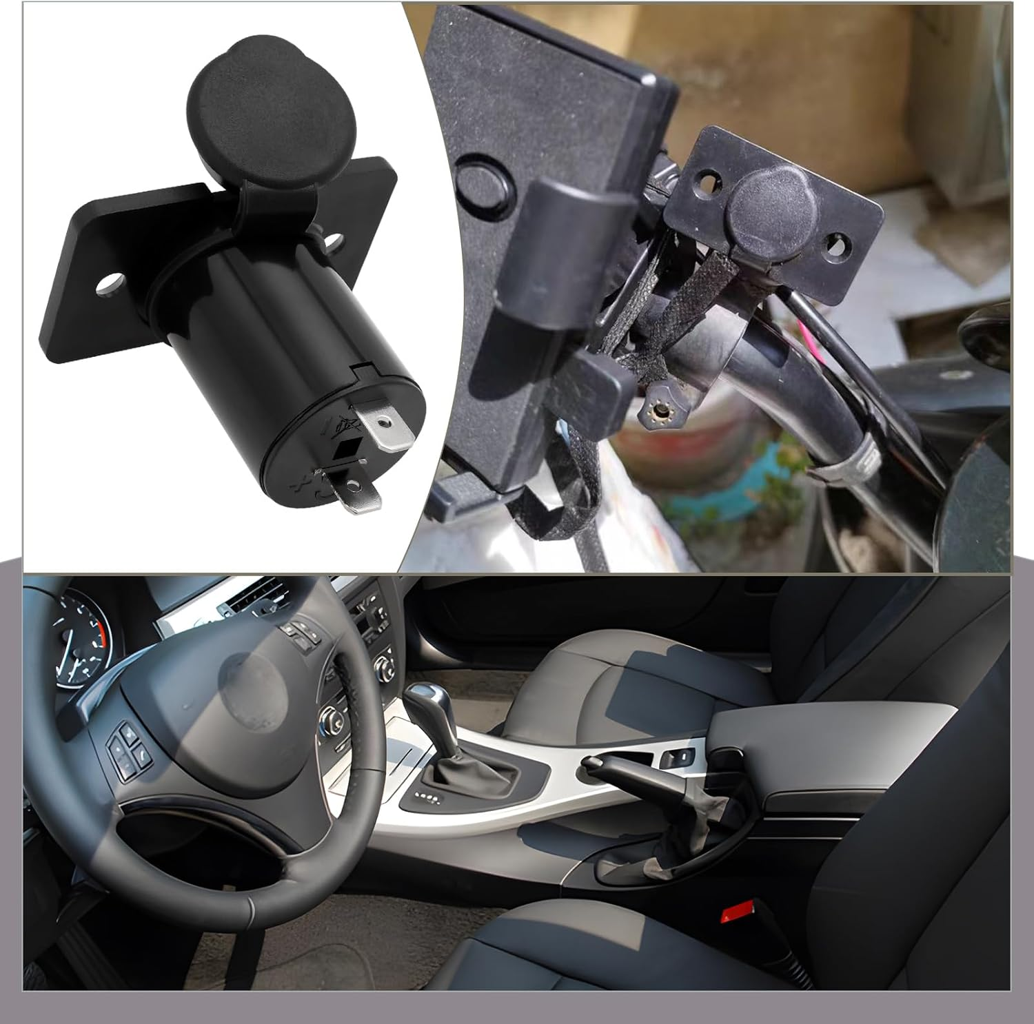 Emsea 2Pcs 12V/24V Car Cigarette Lighter Socket Waterproof Cigarette Lighter Female Socket for Car Marine Motorcycle Truck RV ATV