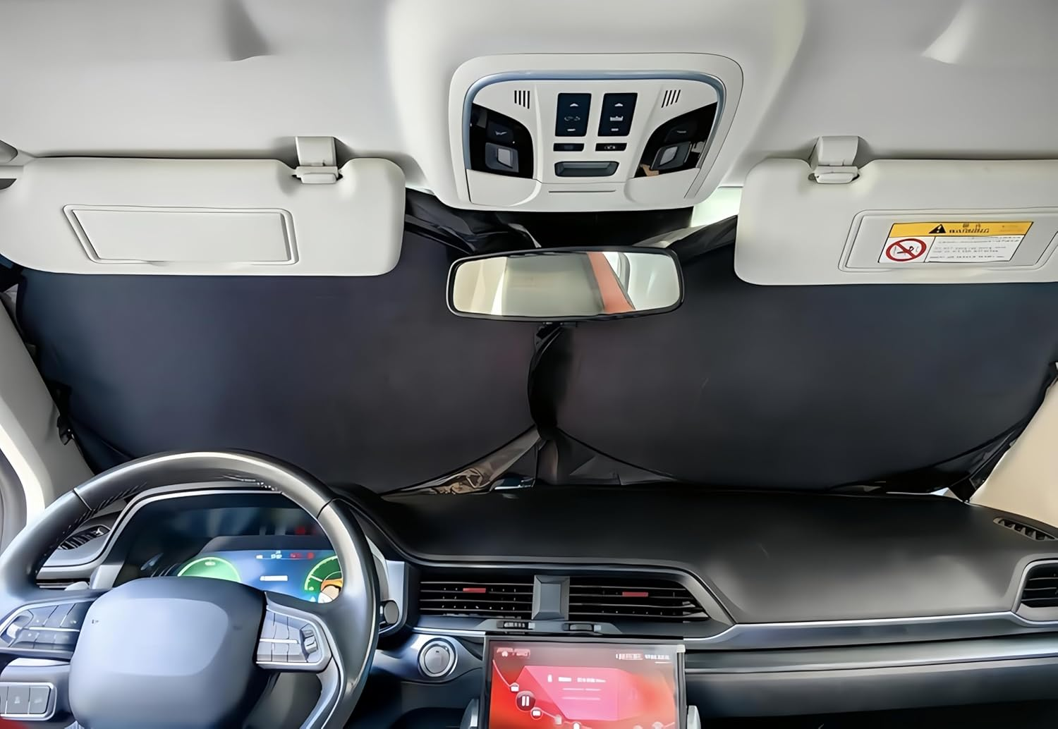 Foldable Car Windshield Sun Shade, 150X72Cm, UV Protection, Reflective Silver image number 4