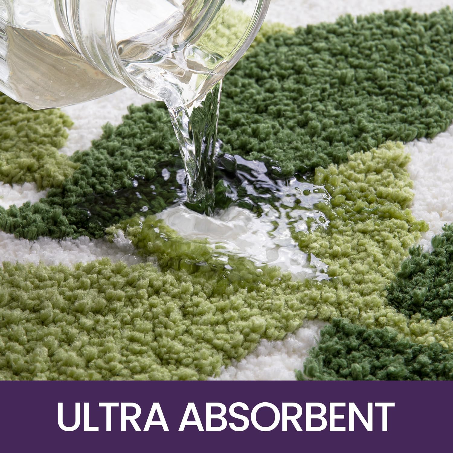 DEXI Leaf Bath Mat Green Bathroom Rug, Microfiber Soft Plant Bathmat, Non Slip Absorbent Washable Quick Dry Mats for Shower, 50 X 80CM image number 5