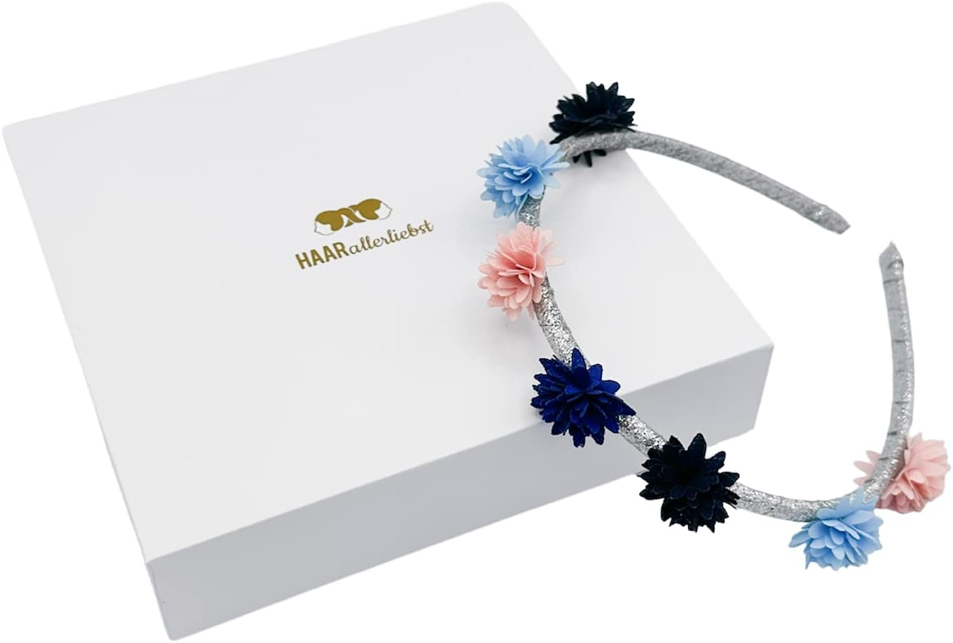 Haarallerliebst Hair Hoop (Tulle with Dots, Blue Pink) for Girls with Storage Box image number 6