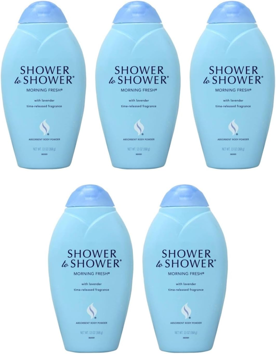 Shower to Shower Absorbent Body Powder Morning Fresh - 13 Oz, Pack of 5 image number 3