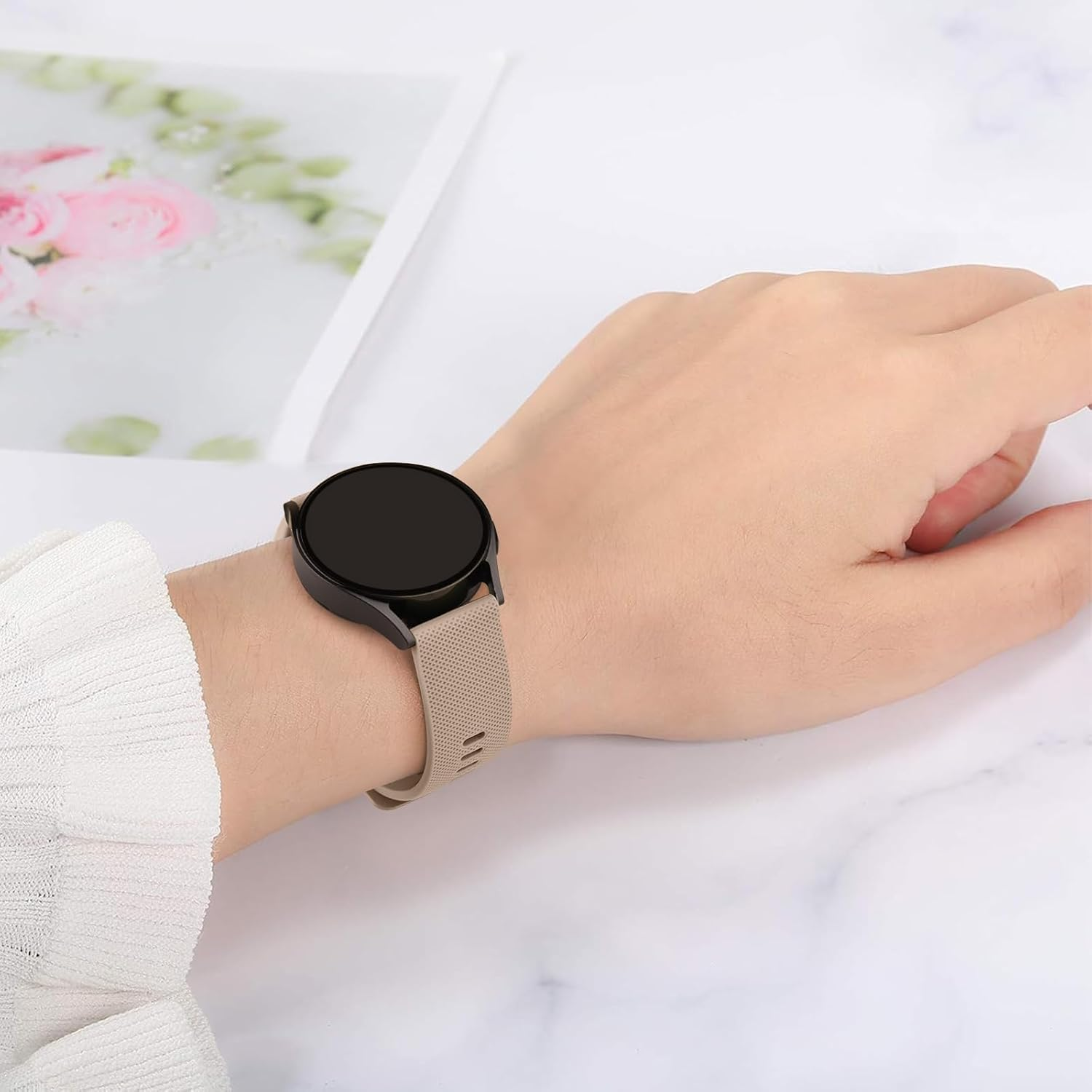 3 Pack Sport Bands for Garmin Forerunner 245 Band, Garmin Vivoactive 5 Band, Garmin Venu SQ Band,20Mm Soft Silicone Replacement Watch Strap for Garmin Forerunner 55/645/245 Music Smartwatch image number 5