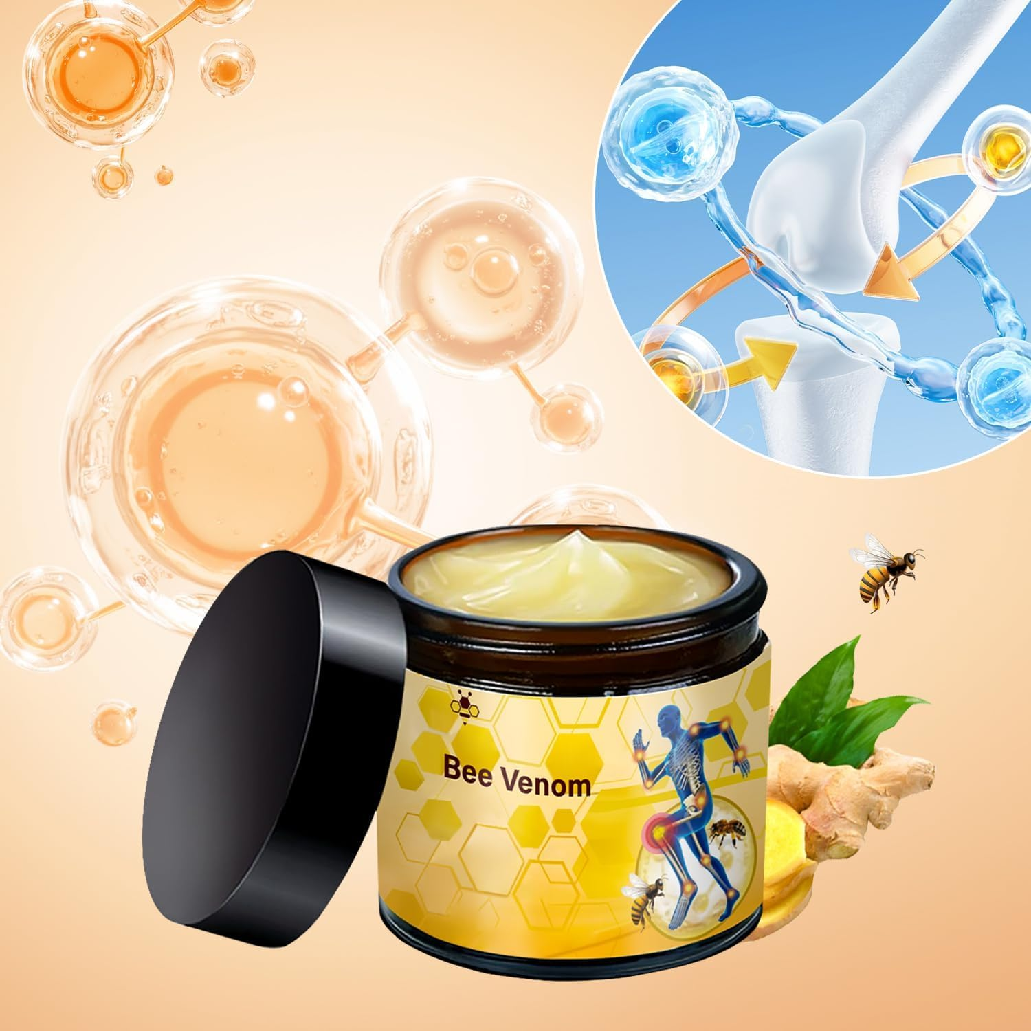 2 Pcs Bee Venom Cream,Professional Bee Venom Cream,For Neck,Waist,Back Hand Feet and Leg image number 2