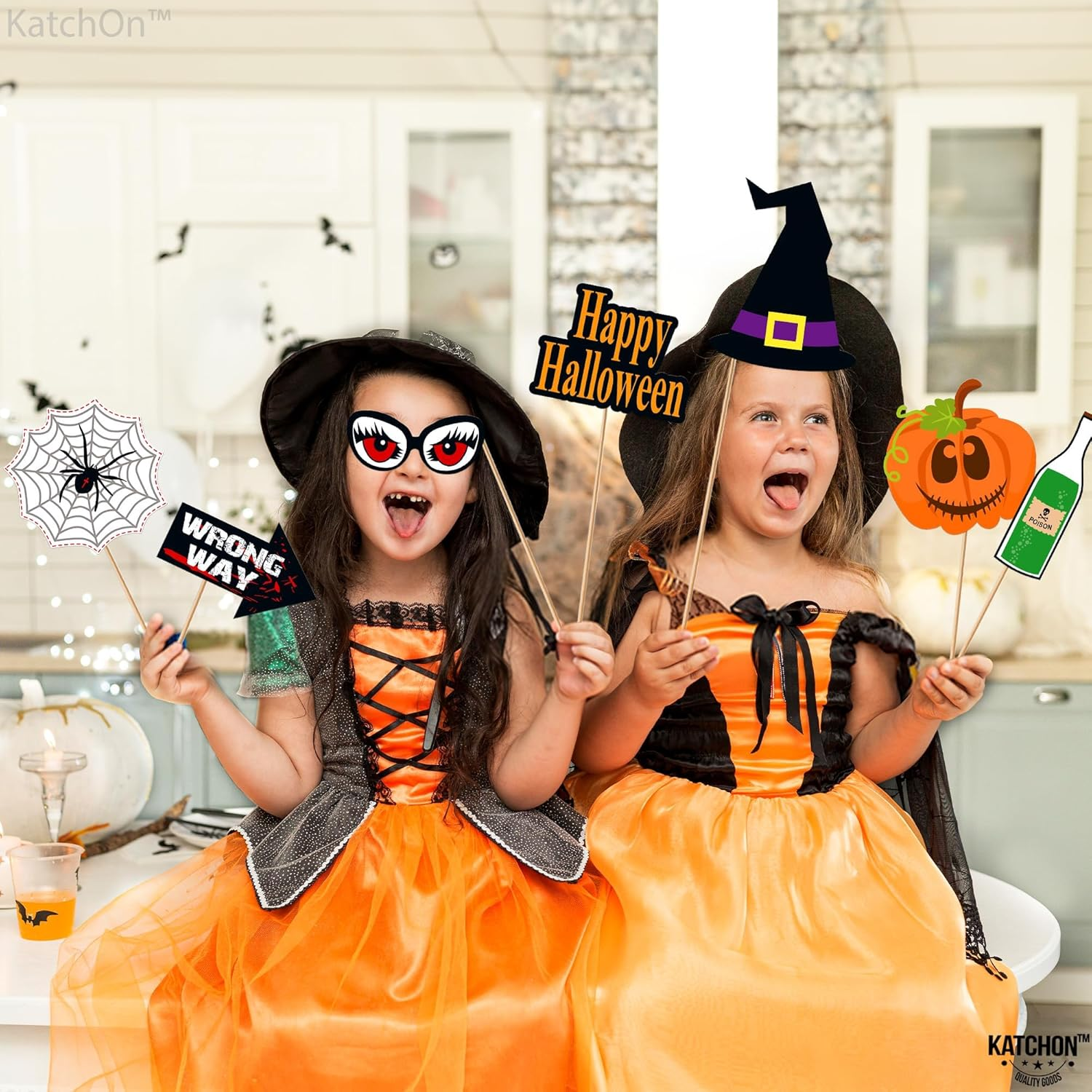 Halloween Photo Booth Props Kit Halloween Party Photo Props Decorations Party Favors for Halloween Party Photography Decoration 35Pcs image number 3