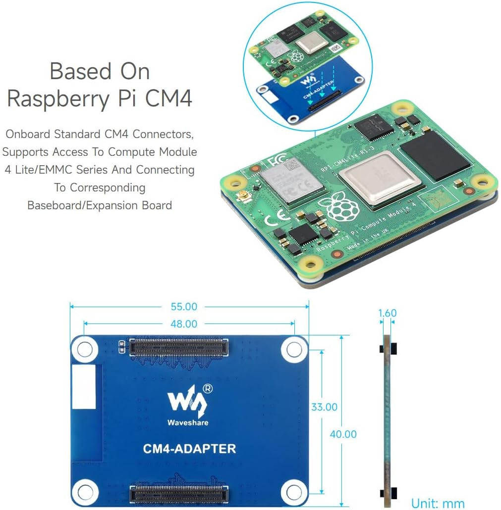 Waveshare Interface Protection Adapter Board, Compatible with Raspberry Pi Compute Module 5/4 Series, Provides Physical Protection for Frequent Plugging and Unplugging of CM4/CM5 Socket image number 4