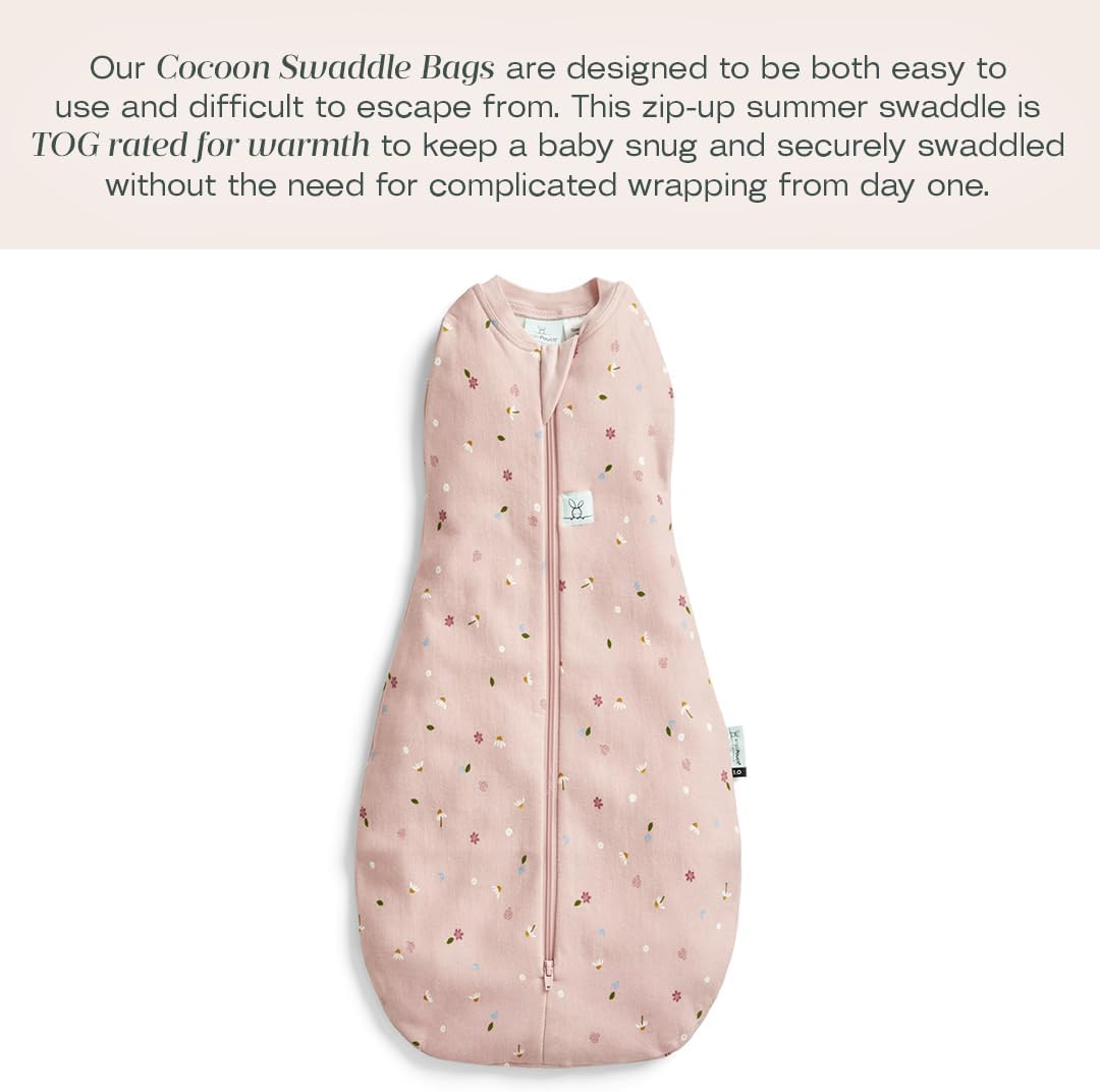 Ergopouch 0.2 TOG Cocoon Swaddle Bag for 0-3 Months, Daisies image number 4