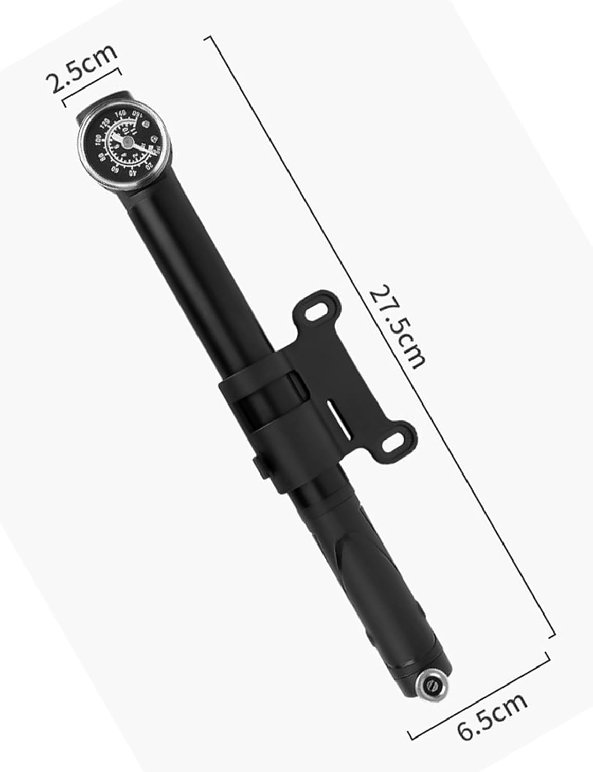2 in 1 Portable Bicycle Tire Pump Shock Pump 160PSI 11Bar Bike Air Pump with Pressure Gauge Black image number 1