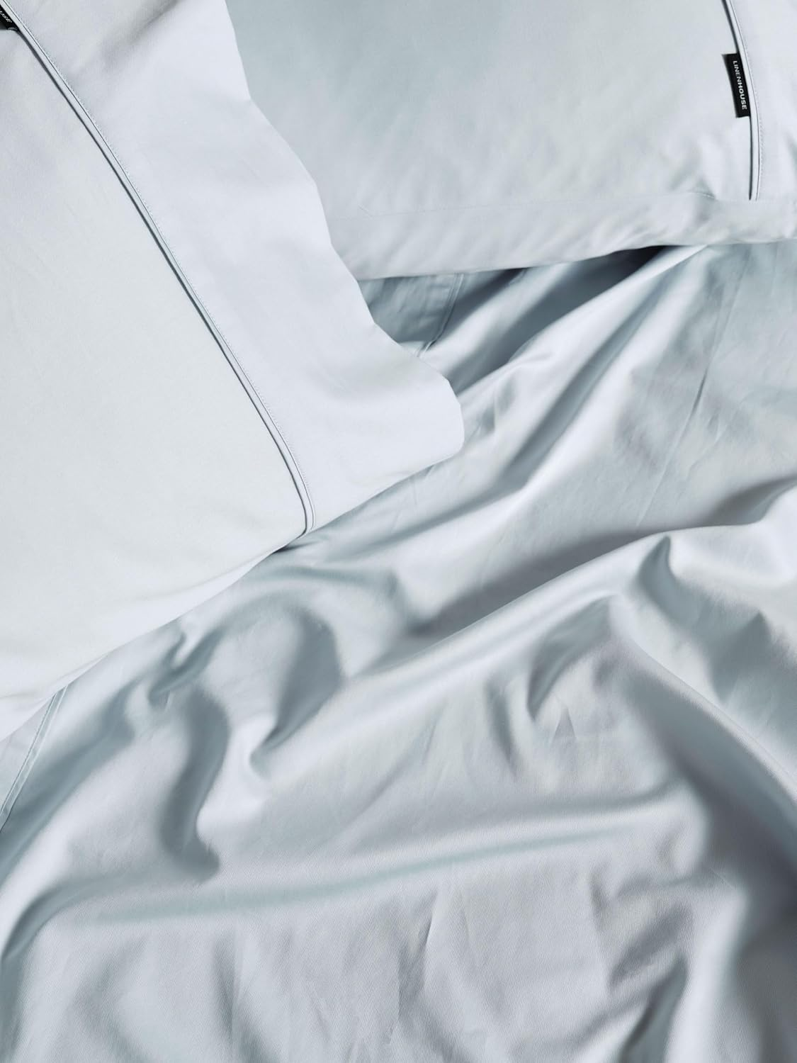 Linen House 500TC Cotton Sateen Sheet Set, Single, Pale Blue