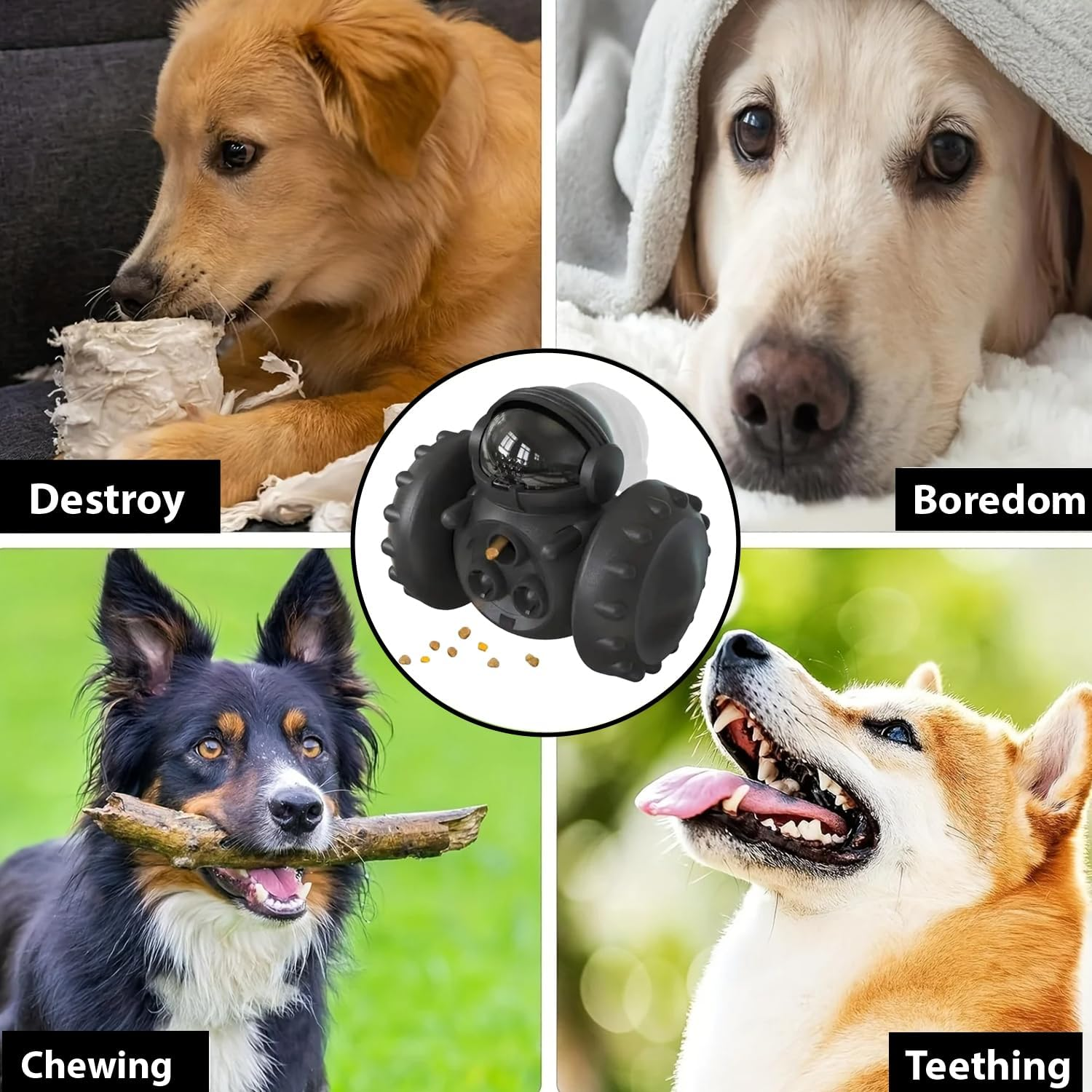 Premium Quality Dog Food Dispenser Toy - Interactive Treat Dispenser Toy for Dogs & Cats - BPA Free Dog Treat Dispenser Toy - Cat Treat Toy Dispenser with Sustainable Feature (Black) image number 6