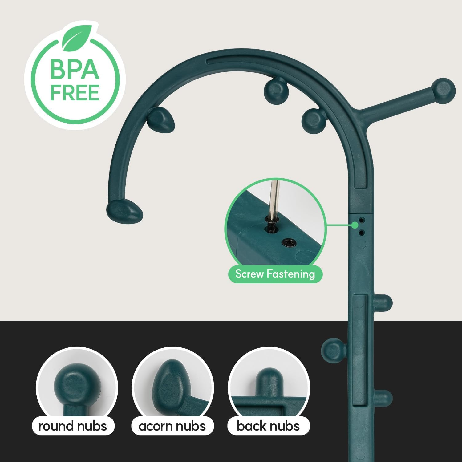 Hubicare Massage Stick, Massage Trigger Point Cane, Body Deep Tissue, Handheld Back, Neck, Shoulder, Leg and Feet, Muscle Release Tool Self Massage Hook Cane for Women & Men (Green) image number 2