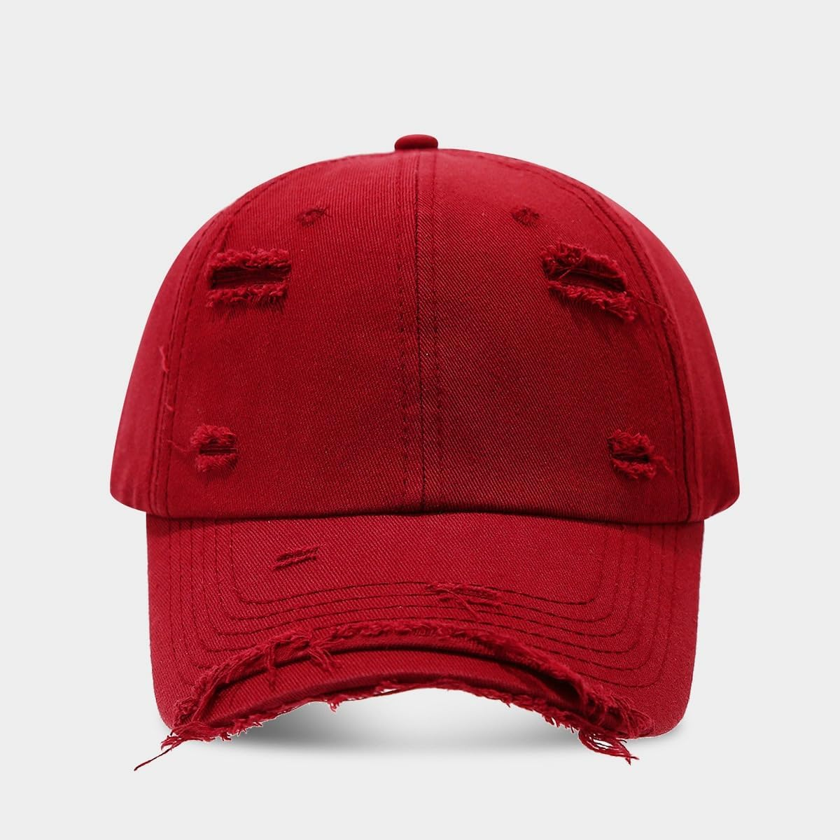 Ripped Cotton Baseball Cap, Unisex Flat Bill Design, Distressed Fashion Style for Men and Women image number 1