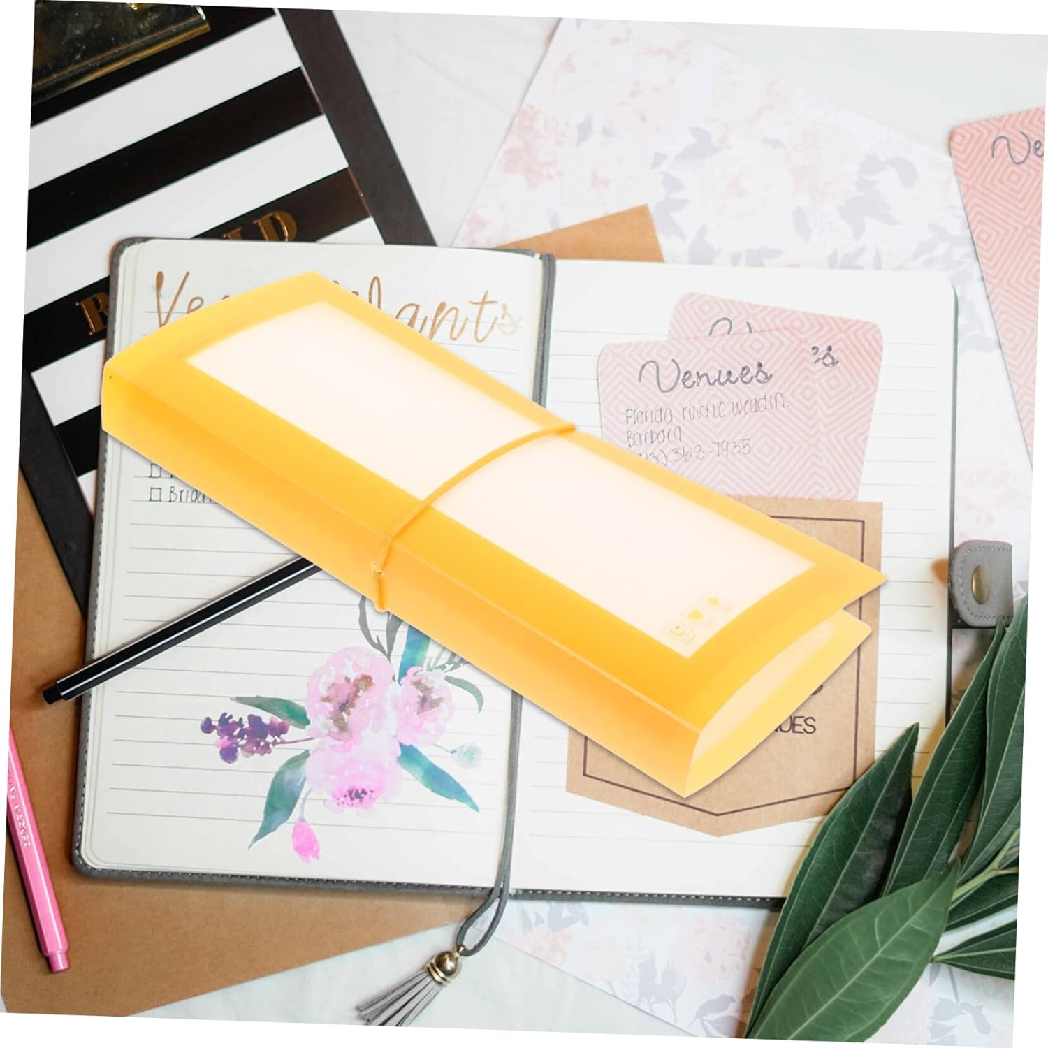 TEHAUX 2Pcs Sticker Collecting Album for Organizing Stickers Tickets Stamps Large Capacity Book Macaron Colors Yellow for Students and Enthusiasts image number 2