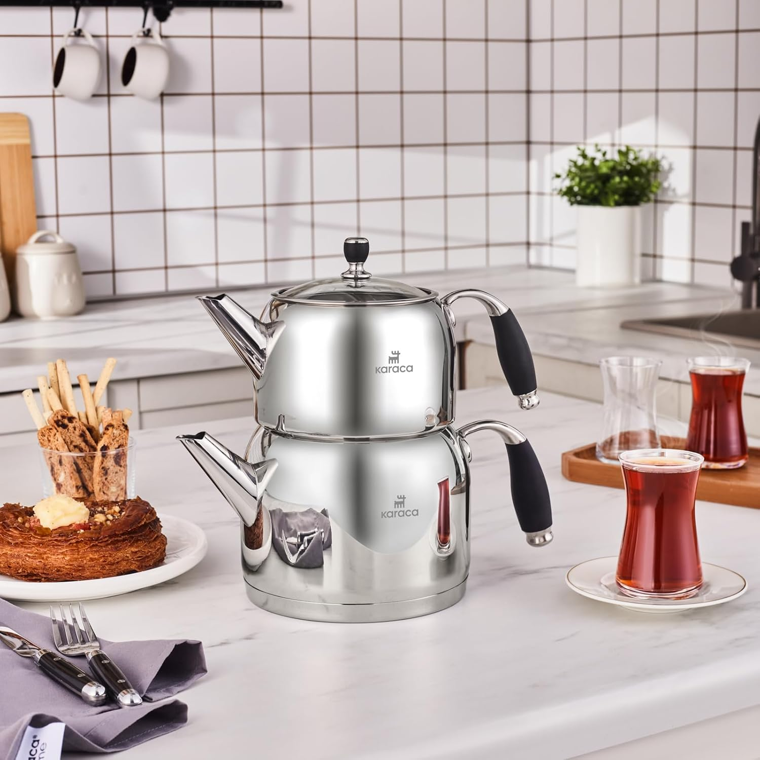 Karaca Stella Edelstahl-Teekannen - Schwarzes image number 2