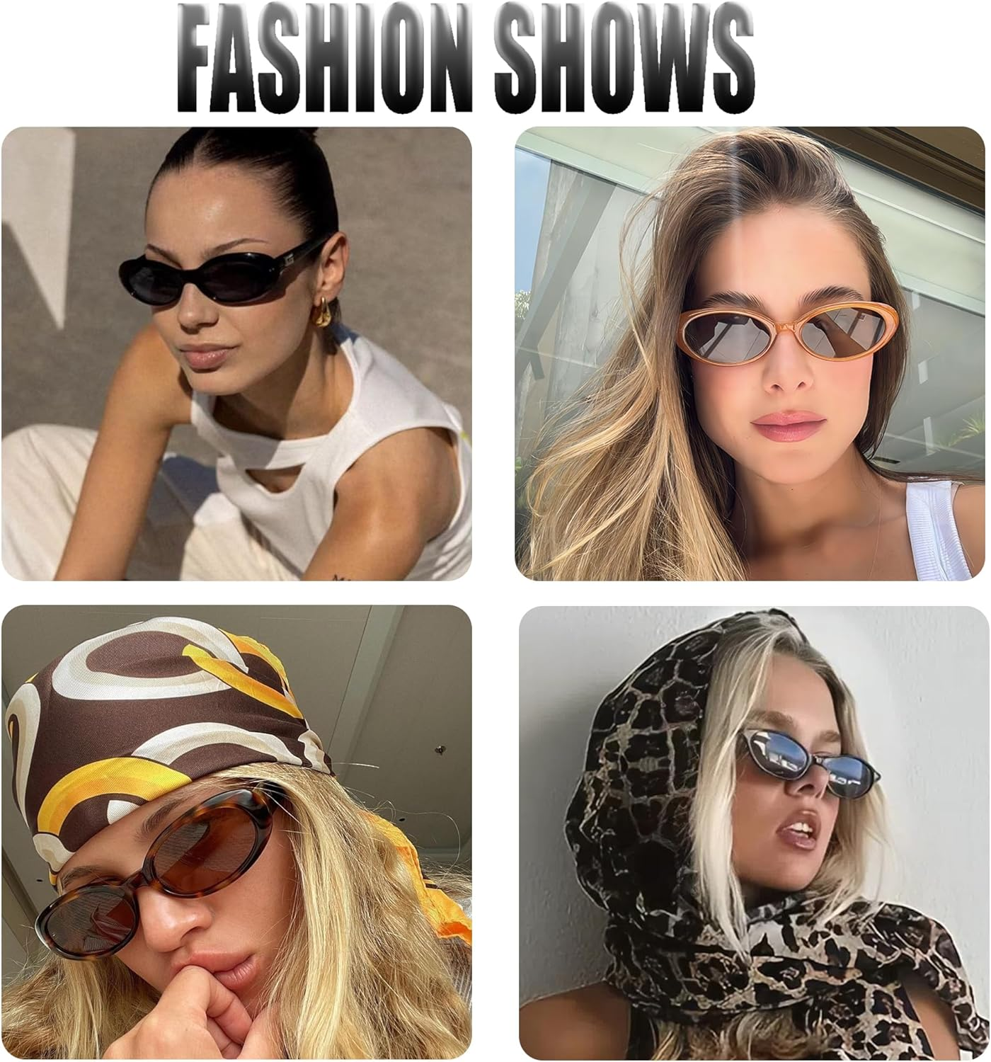 Teumire Retro Oval Sunglasses for Women Men Tiny Narrow 90S Style Small Sun Glasses 2 Pack image number 1