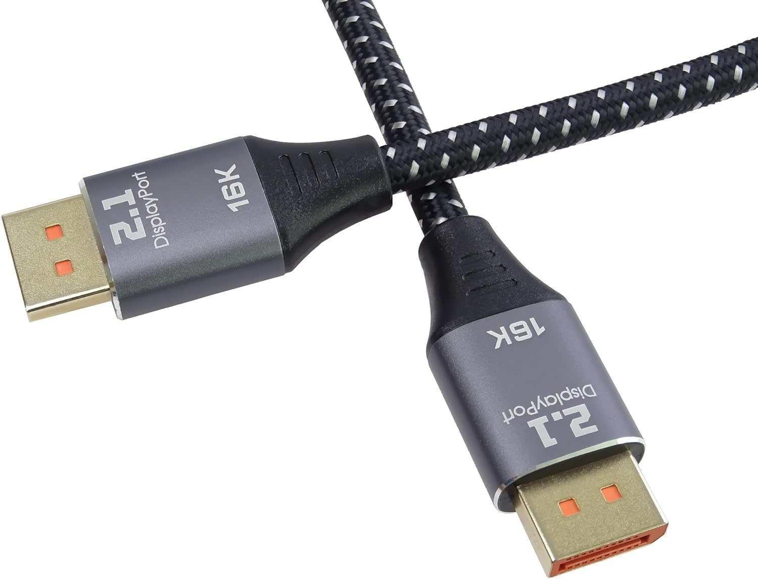 Premiumcord 16K Displayport 2.1 Cable M/M, Displayport to Displayport, 80Gbps, Video 16K@60Hz, 10K@60Hz, 8K@165Hz 2160P, HDCP 2.2, Gold-Plated Connectors, Textile Cable Braid, Length 1.5 M image number 3