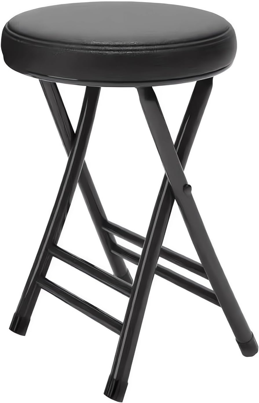 Folding Stool, 50 Cm Height, Padded Seat, Multiple Colours Available A285 (Black)