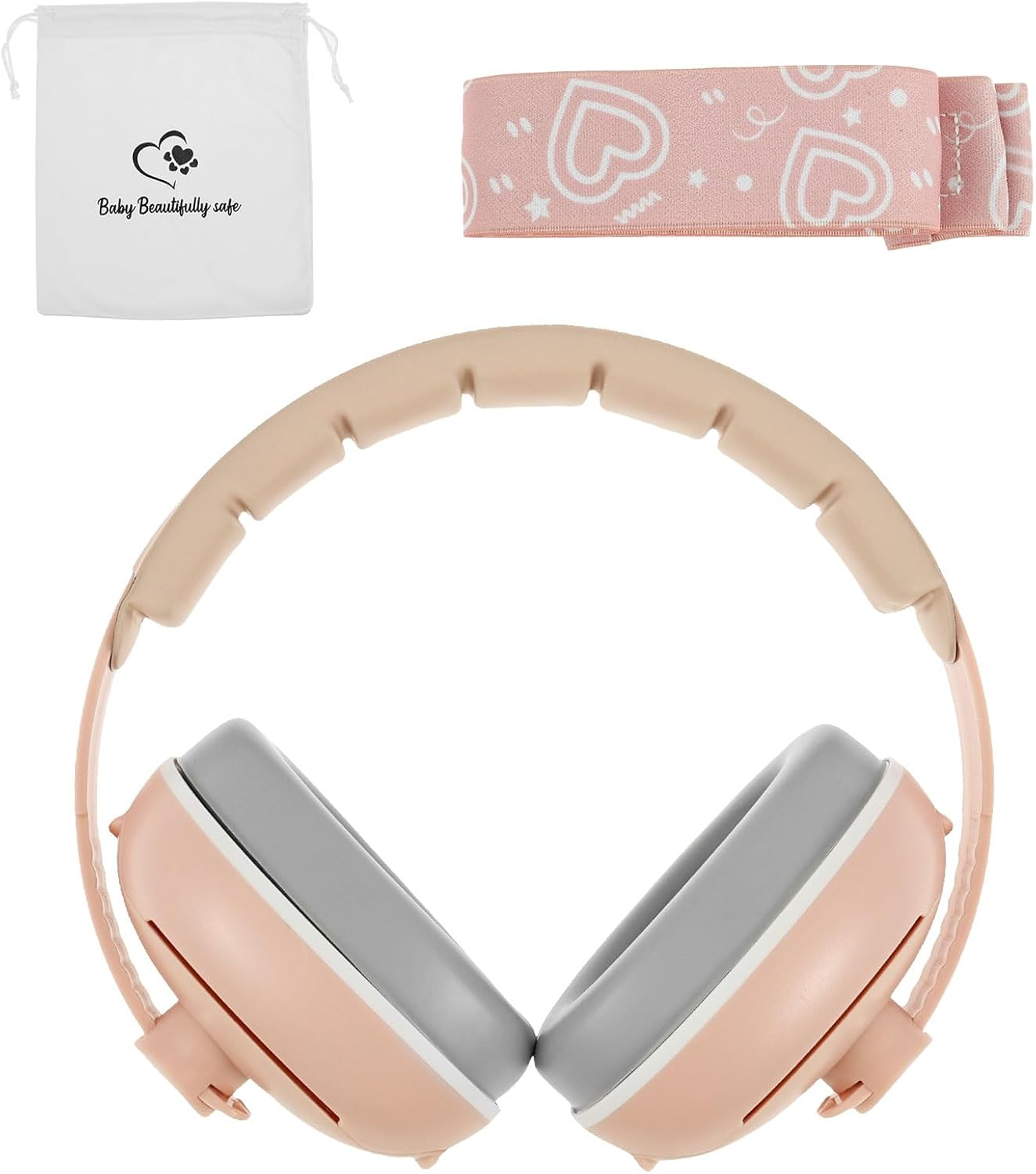 Baby Ear Muffs, 2-In-1 Comfortable Baby Ear Protection with Adjustable Headband, Effective Noise Reduction